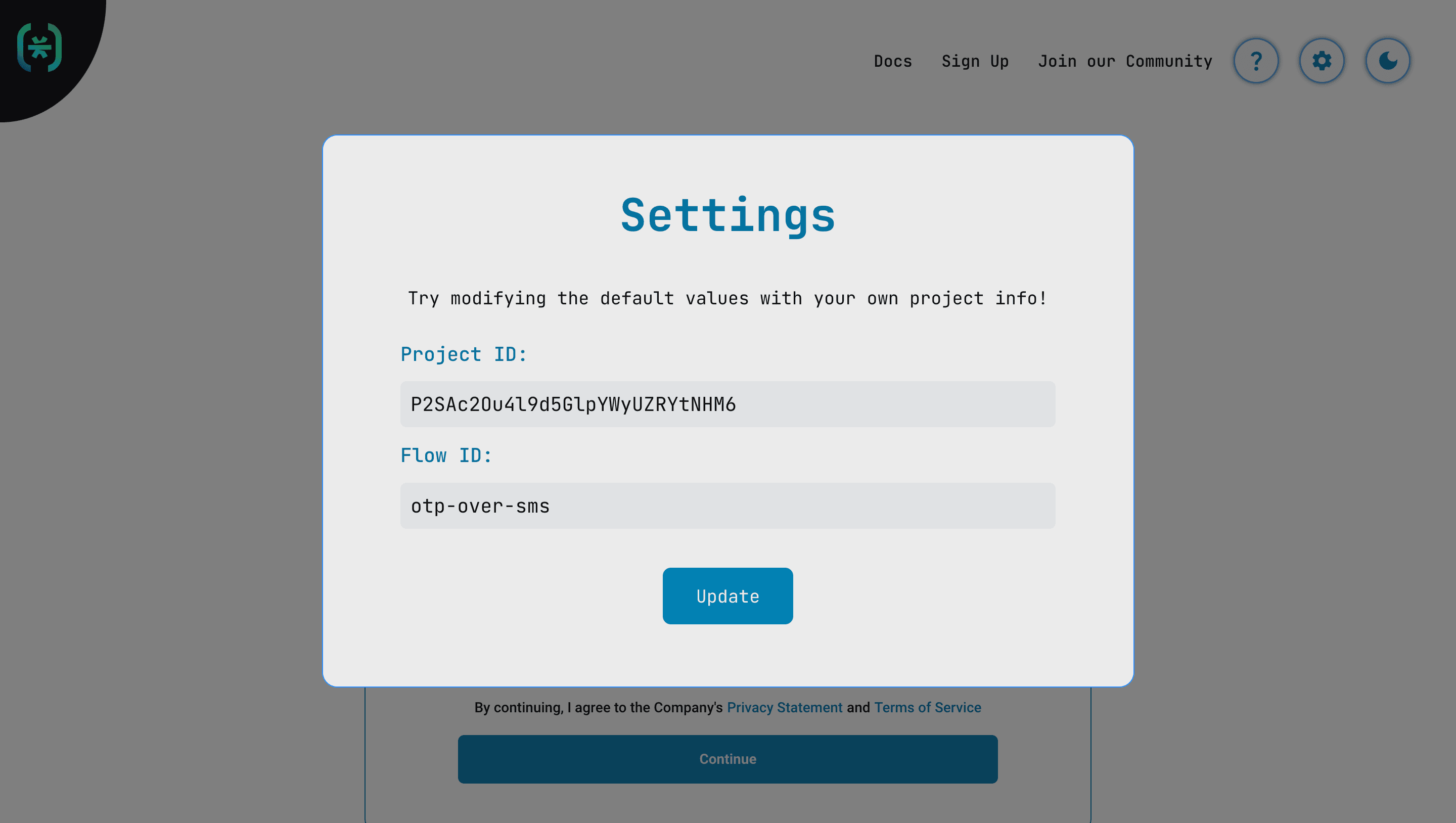 Descope Explorer settings