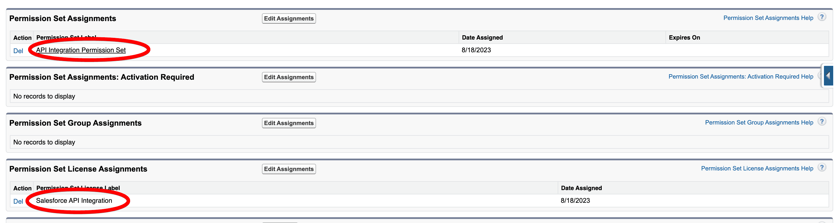 user assignments