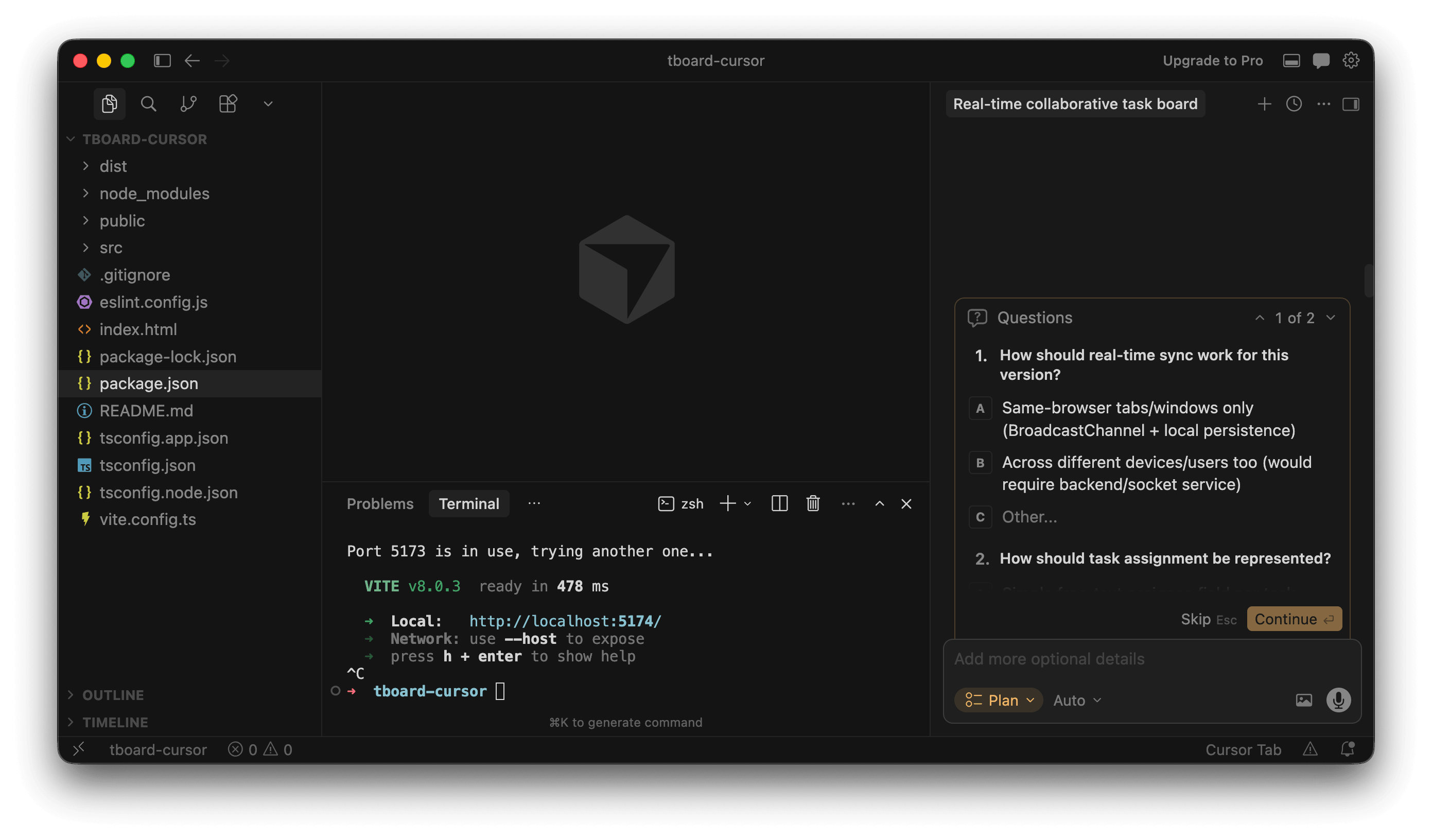 Fig: The plan mode in Cursor