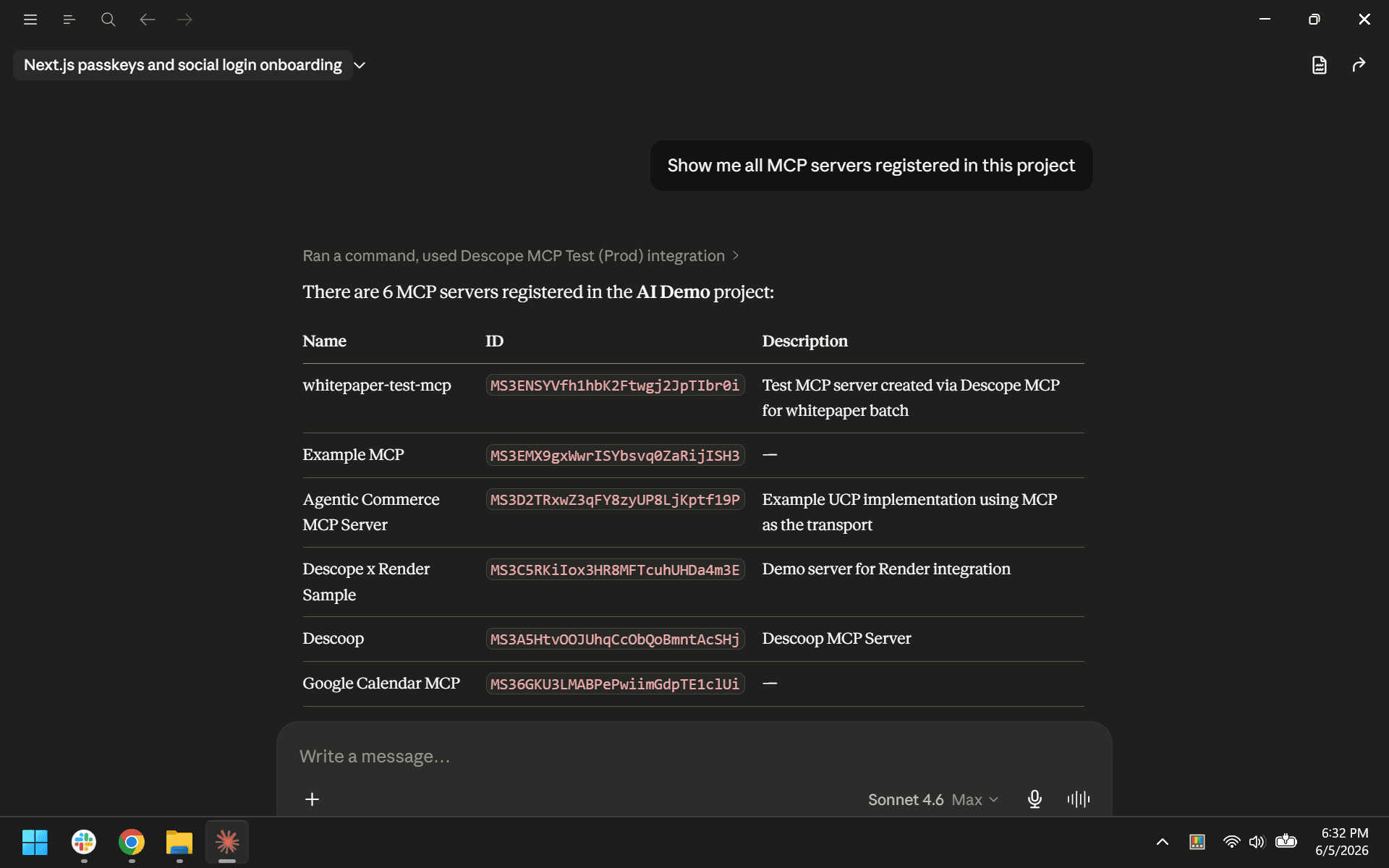 Show me all MCP servers registered in this project