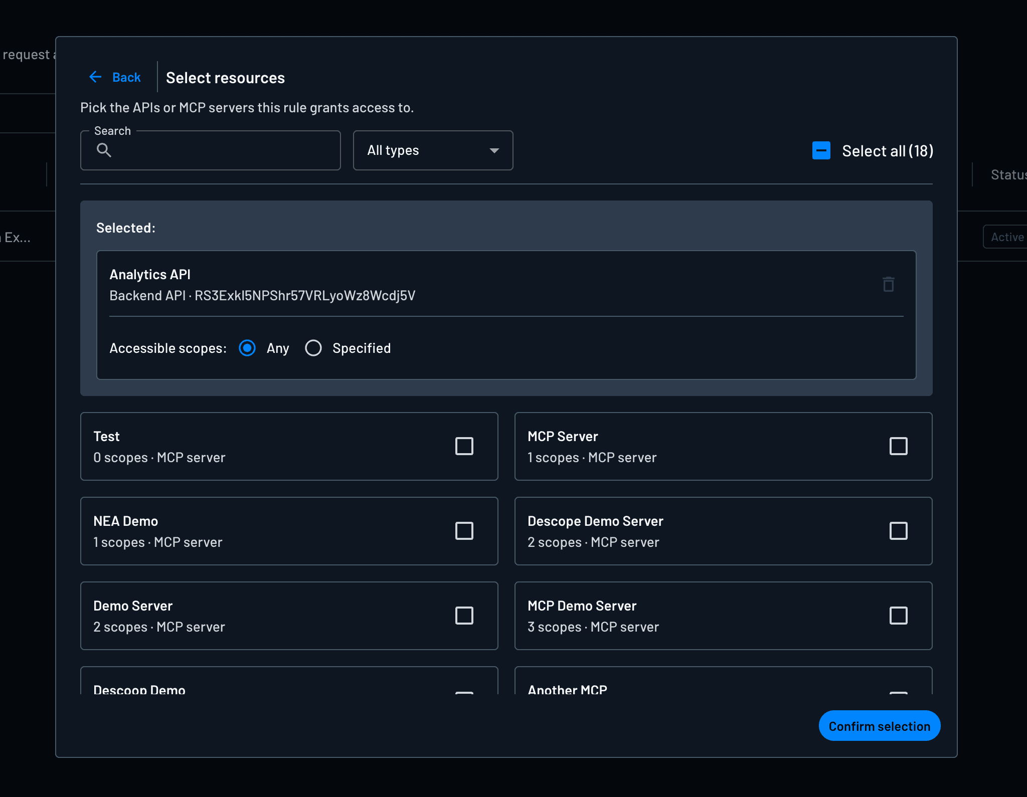 Provide access to the analytics API only if the MCP server is the one requesting it