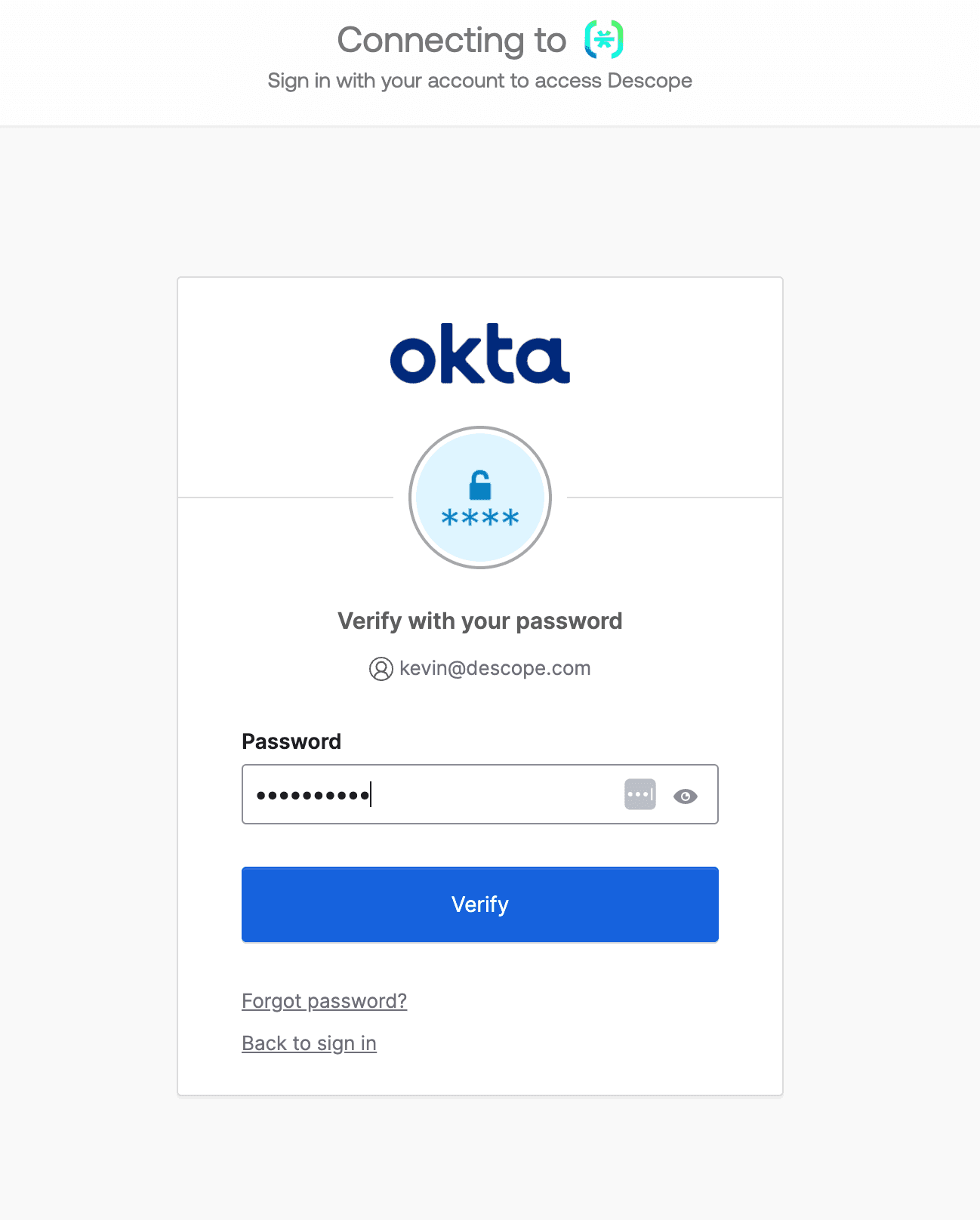 Fig: Example of signing in with your workforce IdP (e.g. Okta, Google Workspace)