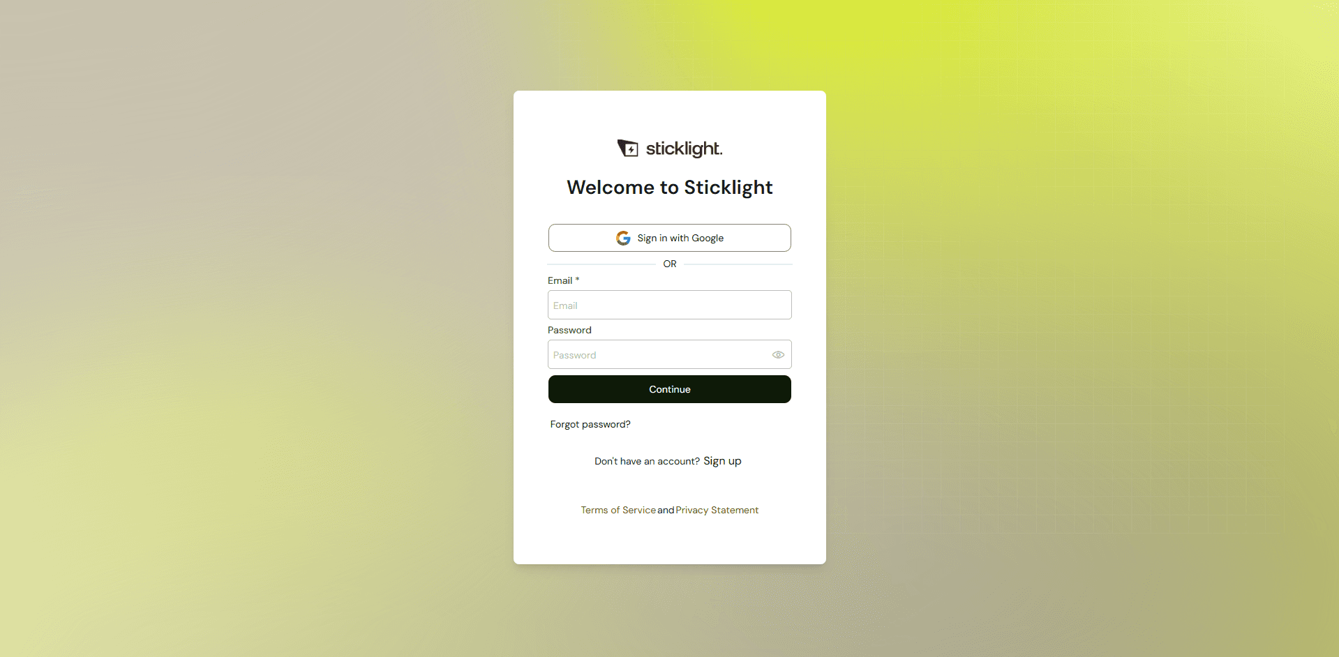 Elementor Sticklight Signin Screen